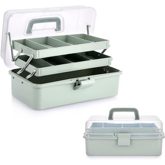 3-Layer Plastic Dividing Storage Craft Organizer with Adjustable Spacers - Picture 1 of 7